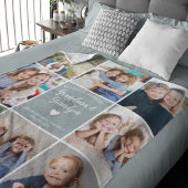 Moderne Fotocollage Oma Opa Custom Blauw Fleece Deken