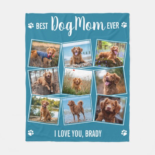 Moderne Fotocollage Pet Gepersonaliseerde Hond Mam Fleece Deken (Voorkant)
