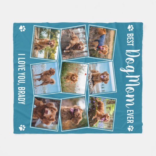 Moderne Fotocollage Pet Gepersonaliseerde Hond Mam Fleece Deken (Voorkant (Horizontaal))