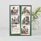 Moderne Fotocollage Prettig Kerstfeest Eenvoudig Feestdagenkaart (Staand voorkant)