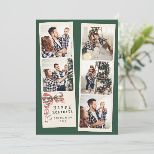 Moderne Fotocollage Prettig Kerstfeest Eenvoudig Feestdagenkaart (Staand voorkant)