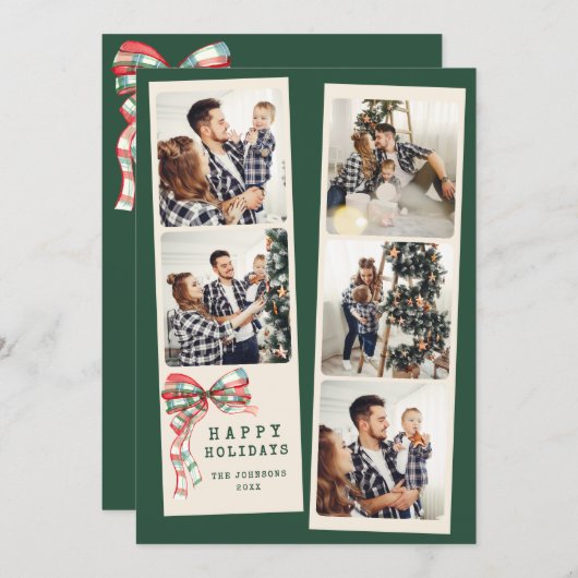 Moderne Fotocollage Prettig Kerstfeest Eenvoudig Feestdagenkaart (Voorkant / Achterkant)