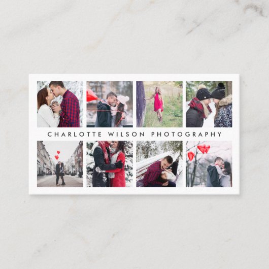 Moderne Fotocollage QR Code Fotograaf Visitekaartje (Voorkant)