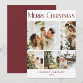 Moderne Fotocollage Rode Kerstvakantie Kaart (Voorkant / Achterkant)