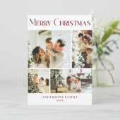 Moderne Fotocollage Rode Kerstvakantie Kaart (Staand voorkant)