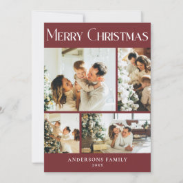 Moderne Fotocollage Rode Kerstvakantie Kaart