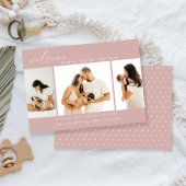 Moderne fotocollage roze geboorte aankondiging