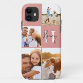 Moderne fotocollage roze initiaal monogram Case-Mate iPhone case (Achterkant)