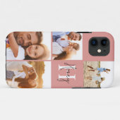 Moderne fotocollage roze initiaal monogram Case-Mate iPhone case (Achterkant (horizontaal))