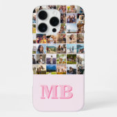Moderne Fotocollage Roze Initiële Monogram iPhone Hoesje (Achterkant)