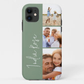 Moderne fotocollage salie groen initiaal monogram Case-Mate iPhone case (Achterkant)