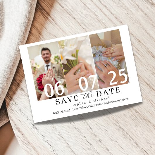 Moderne Fotocollage Save the Date Kaart