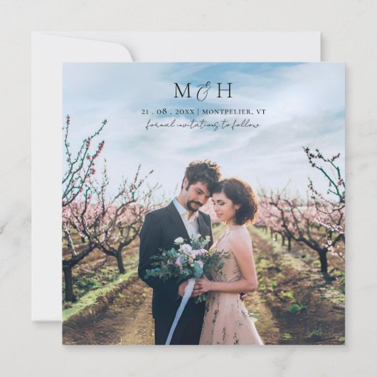 Moderne Fotocollage Save the Date Liebesbriefe (Achterkant)