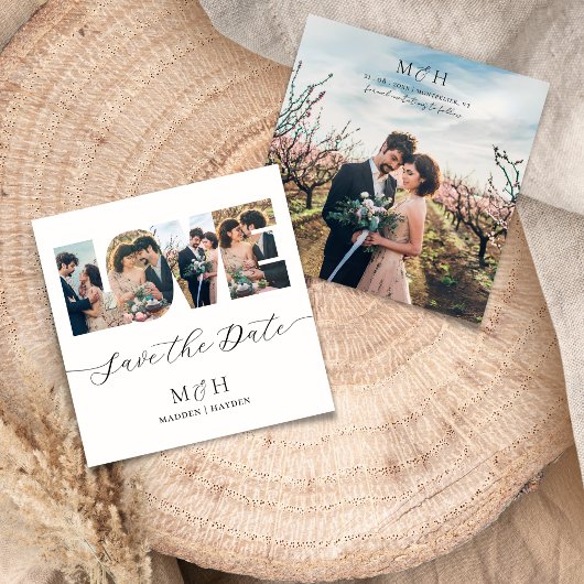 Moderne Fotocollage Save the Date Love Letters