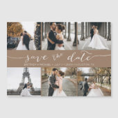 Moderne Fotocollage Save the Date Taupe (Voorkant)