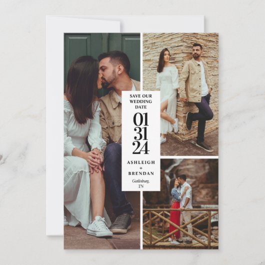 Moderne Fotocollage Save The Date Uitnodiging (Voorkant)