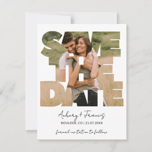 Moderne Fotocollage Save the Date Wedding Invite (Voorkant)