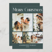 Moderne Fotocollage Scandinavische Groene Kerstmis Feestdagenkaart (Voorkant / Achterkant)