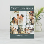 Moderne Fotocollage Scandinavische Groene Kerstmis Feestdagenkaart (Staand voorkant)