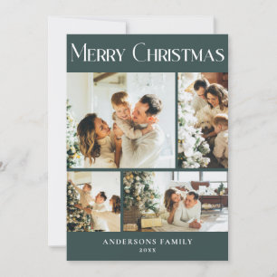 Moderne Fotocollage Scandinavische Groene Kerstmis Feestdagenkaart
