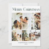 Moderne Fotocollage Scandinavische Groene Kerstmis Feestdagenkaart (Voorkant)