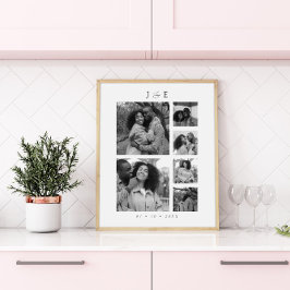 Moderne Fotocollage Script Monogram Koppels Poster