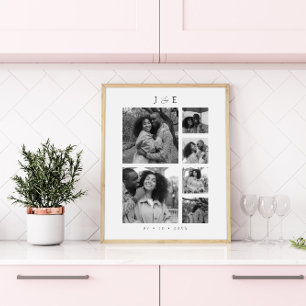 Moderne Fotocollage Script Monogram Koppels Poster