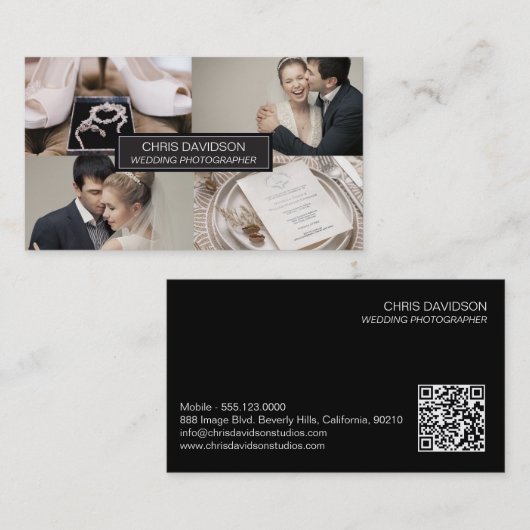 Moderne Fotocollage Sjabloon Trouwfotograaf Visitekaartje (Voorkant / Achterkant)