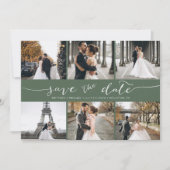 Moderne fotocollage slaat de datum donkerder op save the date (Voorkant)