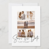 Moderne fotocollage slaat de datum op save the date (Voorkant)