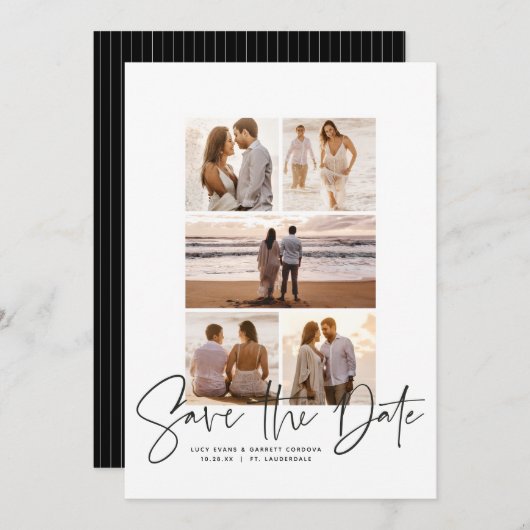 Moderne fotocollage slaat de datum op save the date (Voorkant / Achterkant)