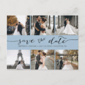 Moderne fotocollage slaat de datum van het puistbl aankondigingskaart (Voorkant)