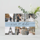 Moderne fotocollage slaat de datum van het puistbl save the date (Staand voorkant)