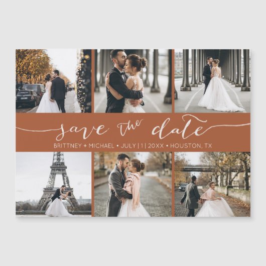 Moderne fotocollage sparen de Datum Terracotta (Voorkant)