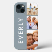 Moderne fotocollage stoffig blauw initiaal monogra Case-Mate iPhone case (Achterkant)