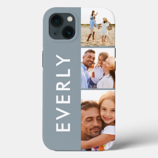 Moderne fotocollage stoffig blauw initiaal monogra Case-Mate iPhone case (Achterkant)