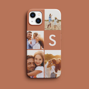 Moderne fotocollage terracotta initiaal monogram Case-Mate iPhone case