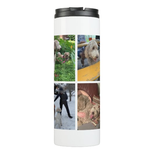 Moderne fotocollage thermosbeker (Achterkant)