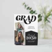 Moderne fotocollage typografie zwart afstuderen a aankondigingskaart (Staand voorkant)