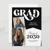Moderne fotocollage typografie zwart afstuderen aankondigingskaart (Voorkant / Achterkant)