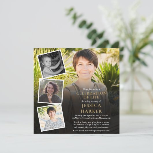 Moderne Fotocollage Uitvaart Herdenking van het Le Kaart (Staand voorkant)