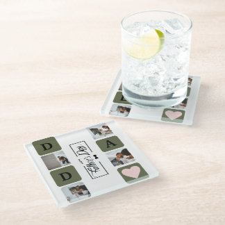 Moderne fotocollage Vaderdag Glazen Onderzetter