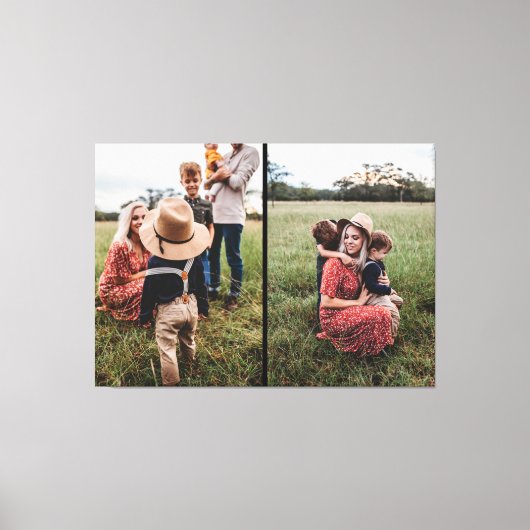 Moderne fotocollage van 2 families | Eigen ontwerp Canvas Afdruk (Voorkant)