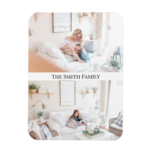 Moderne fotocollage van 2 families | Eigen ontwerp Magneet (Verticaal)