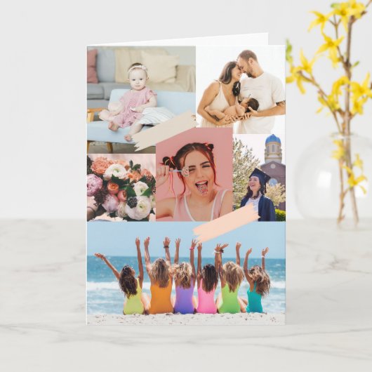 Moderne fotocollage verjaardagskaart kaart (Gele Bloem)