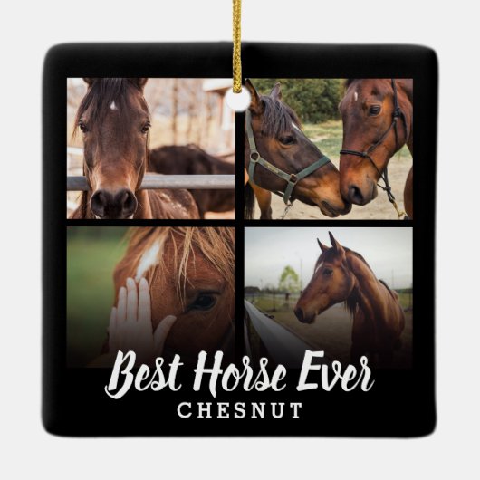 Moderne fotocollage voor beste paarden ooit | Paar Keramisch Ornament (Achterkant)