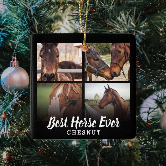 Moderne fotocollage voor beste paarden ooit | Paar Keramisch Ornament