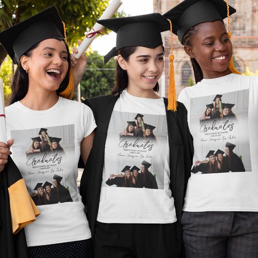 Moderne Fotocollage Vrienden Afstuderen T-shirt