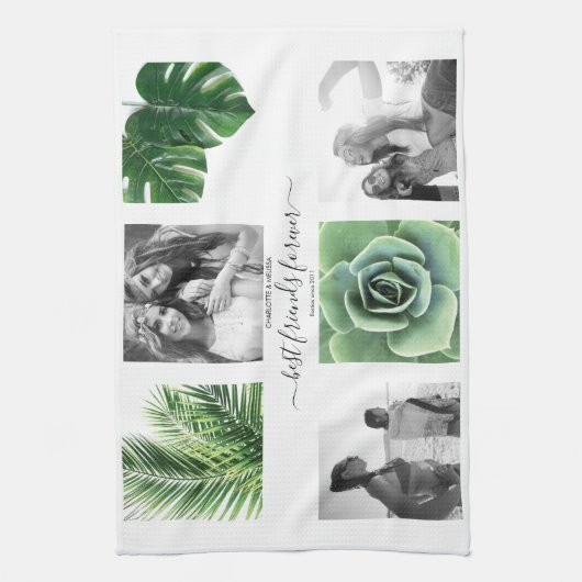 Moderne fotocollage vrienden theedoek (Verticaal)