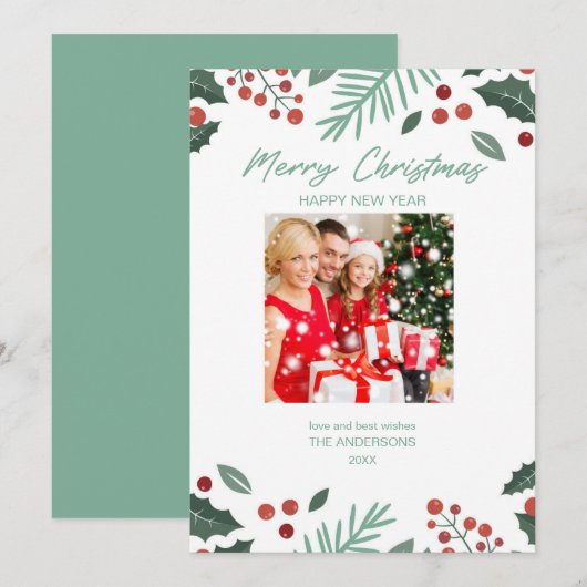 Moderne fotocollage vrolijk kerstfeest kerstkaart kaart (Voorkant / Achterkant)